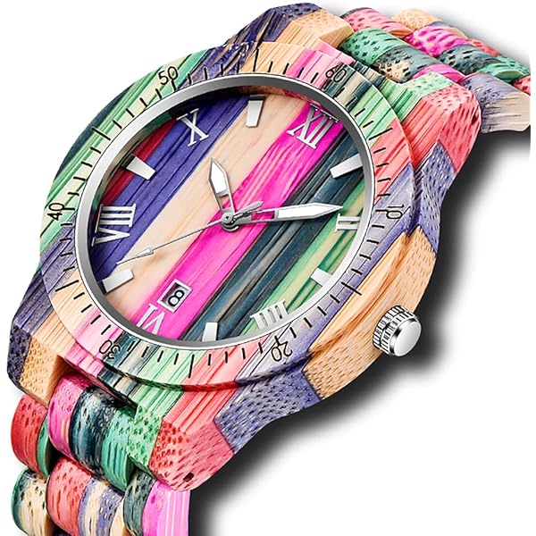 Wooden Watches Mens with Handmade Colorful Bamboo Wood Watch Analog Date Quartz Wooden Watch for Men Q1057 (sale by bulk)