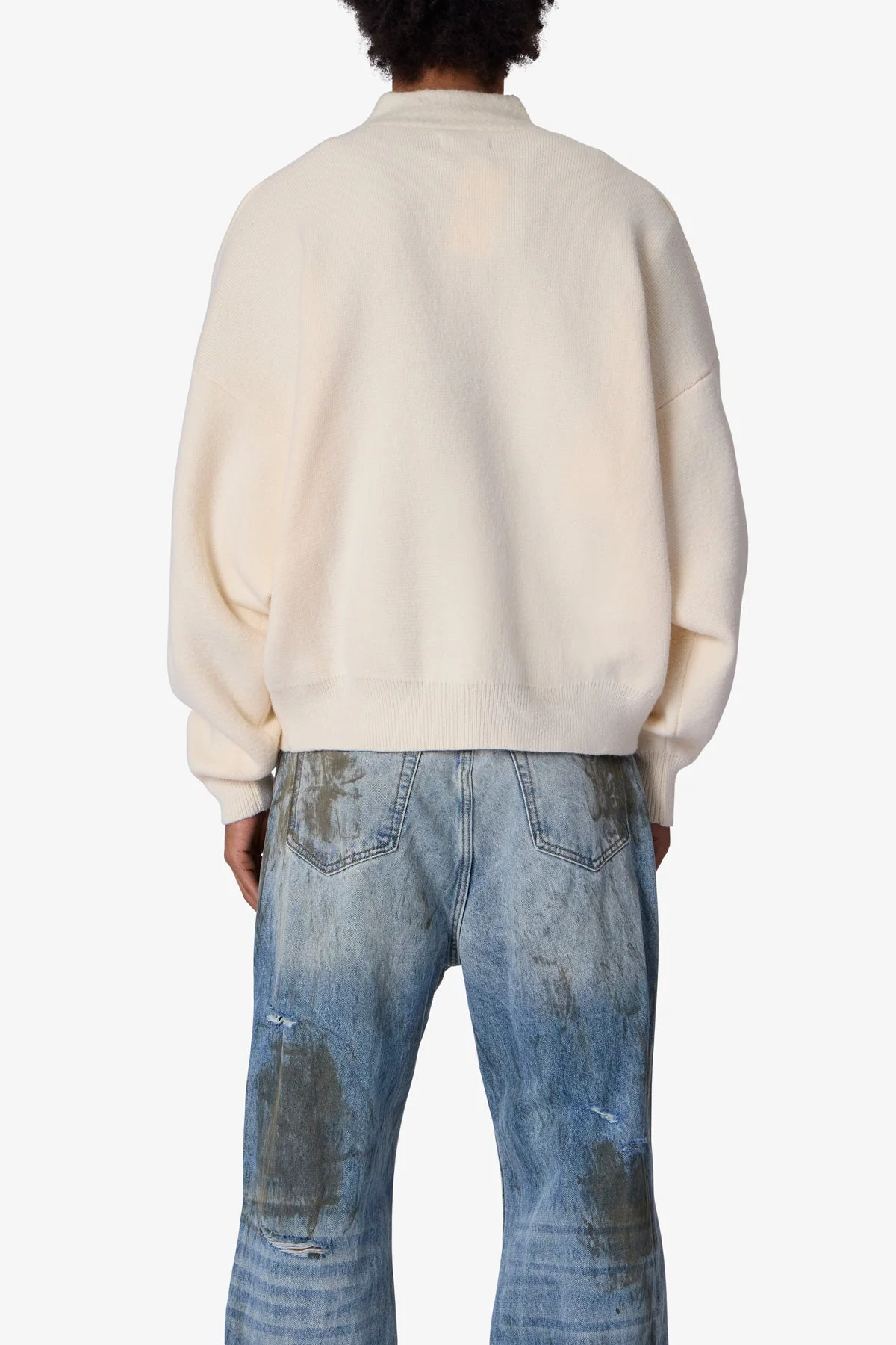 Crew V Neck Sweater - Cream