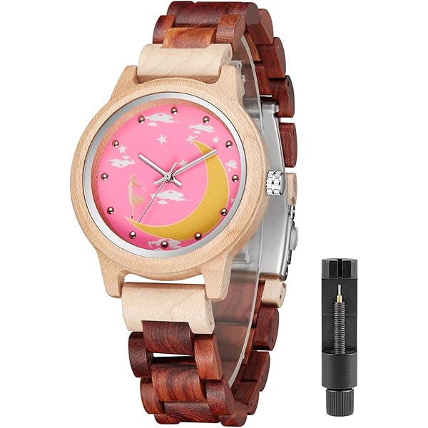 Womens Wooden Watch with All Wood Strap Analog Classic Design Colorful Bamboo Ladies Watches for Women, Couples WD1223-Red