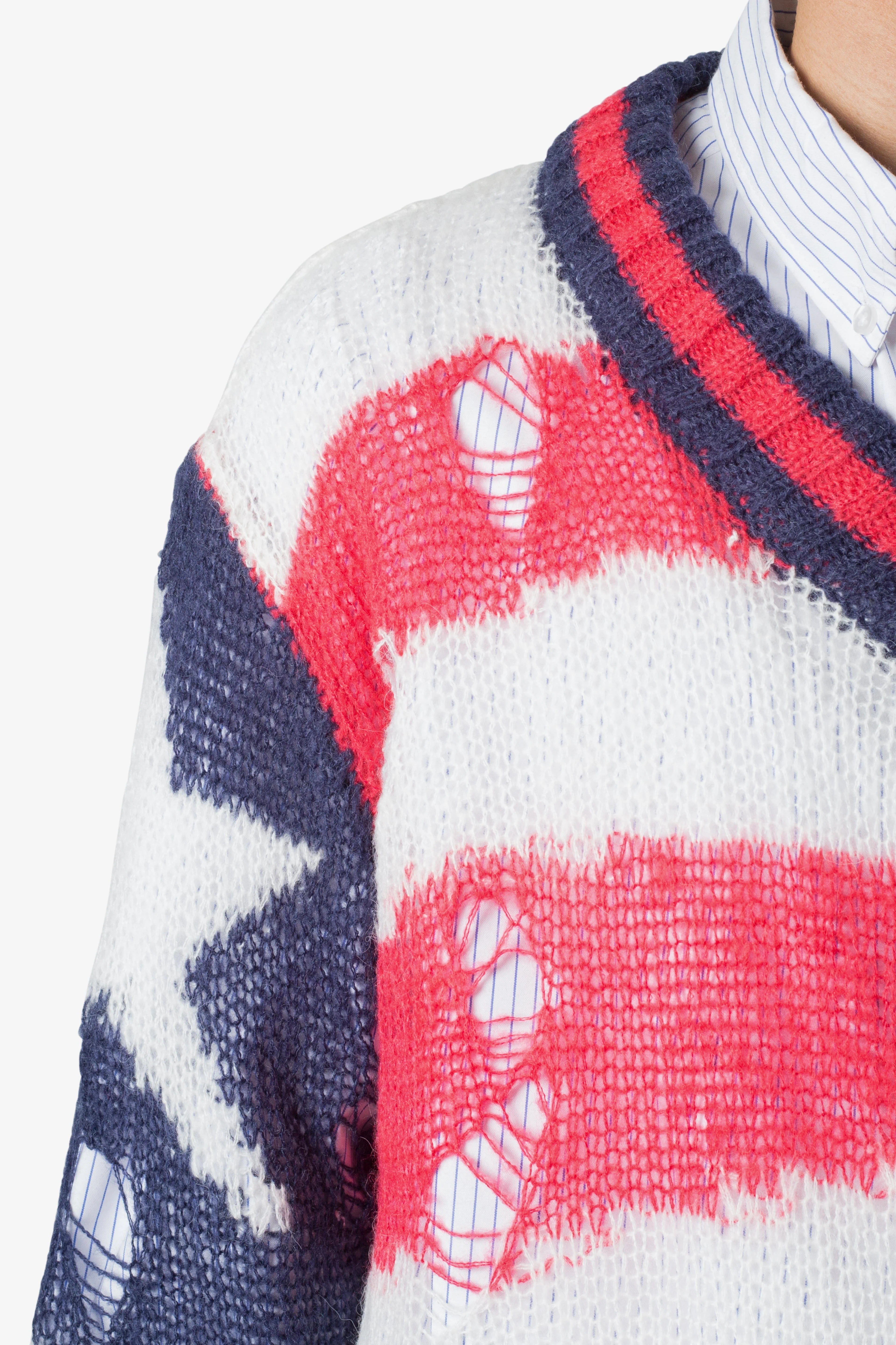Flag Loose Knitted Sweater - Red/Blue