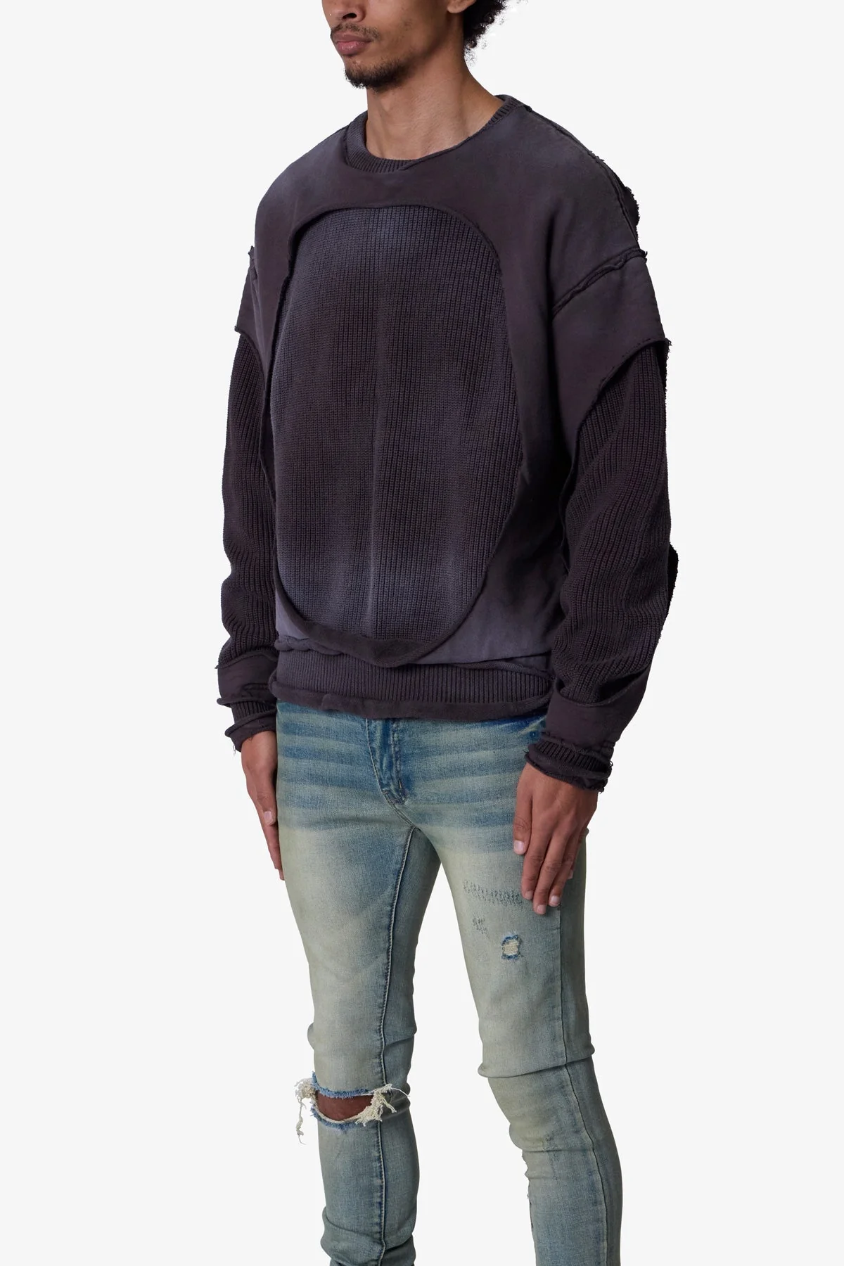 Dug Up Distressed Sweater - Charcoal Grey