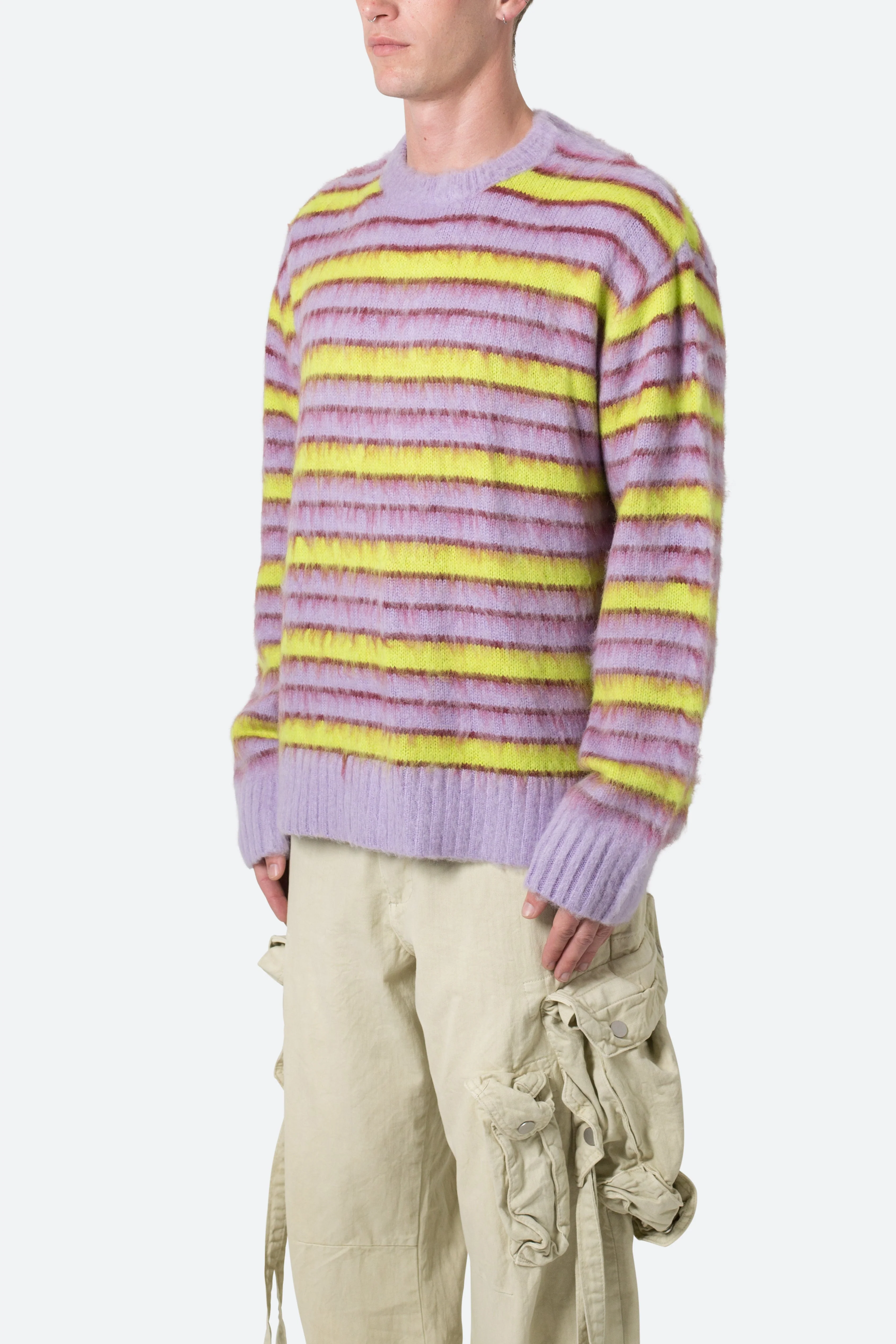 Striped Mohair Sweater - Green/Purple