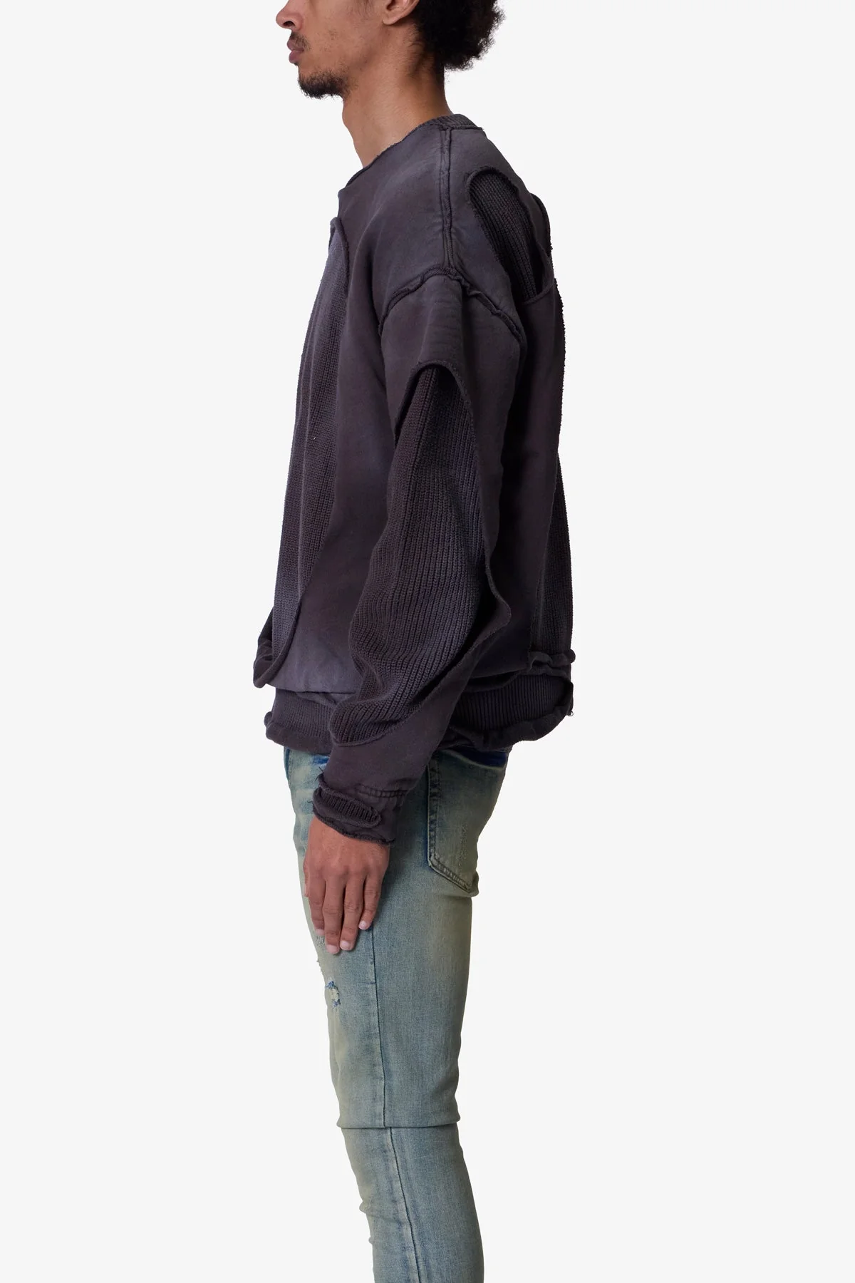 Dug Up Distressed Sweater - Charcoal Grey