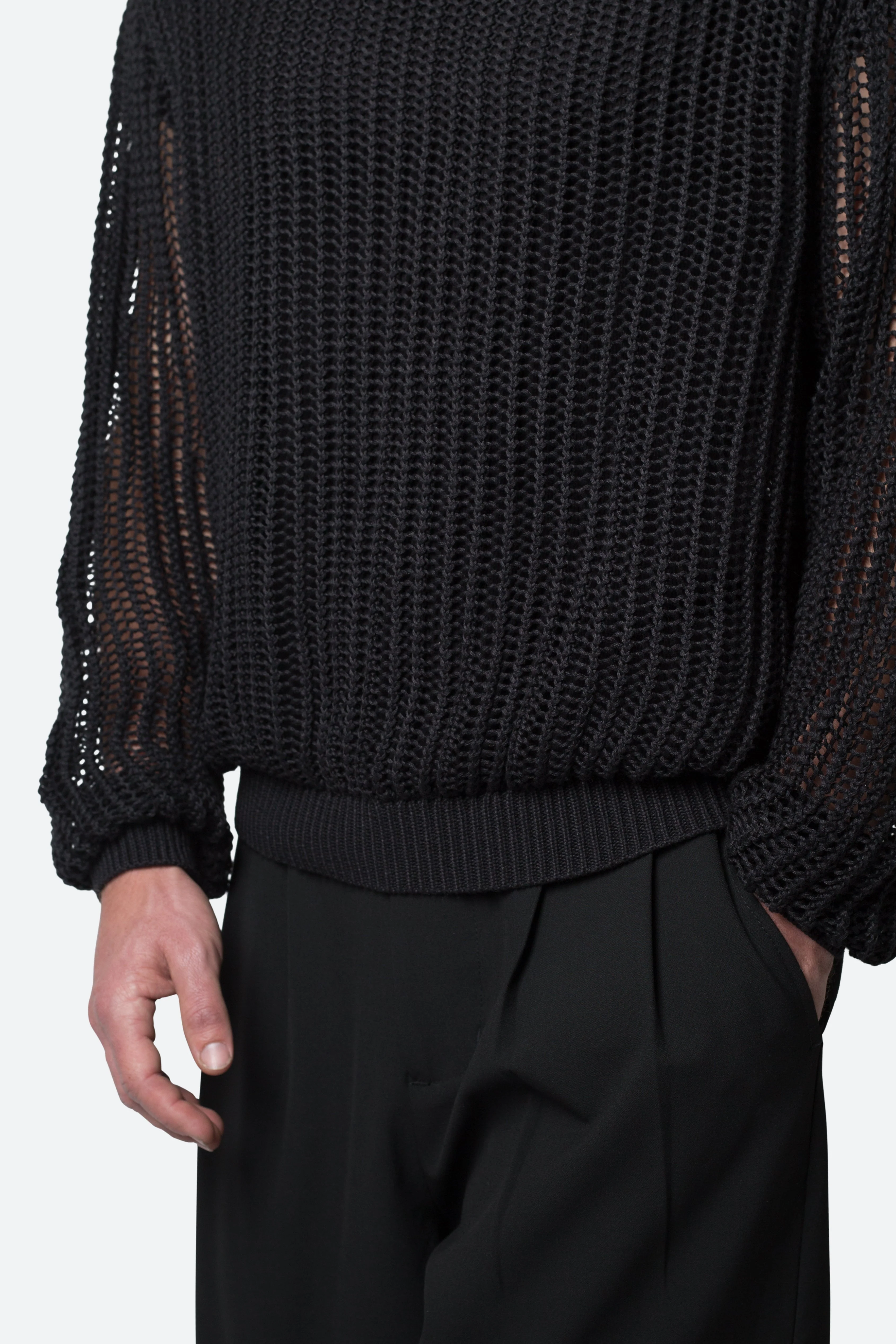 Mesh Knit Sweater - Black