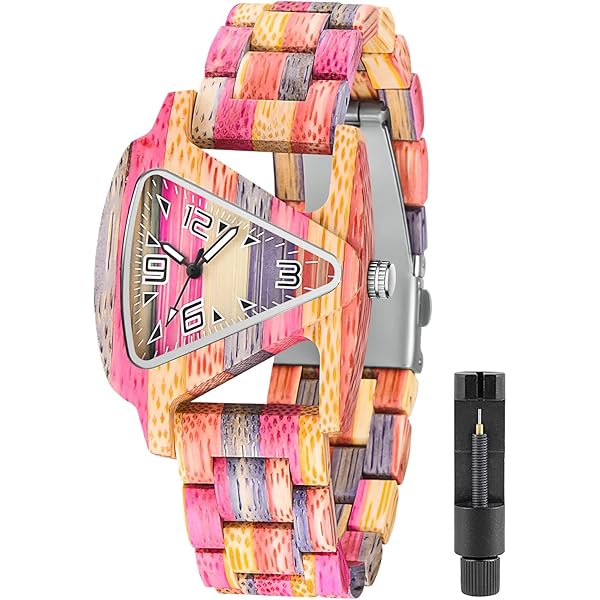 Womens Wooden Watch with All Wood Strap Analog Classic Design Colorful Bamboo Ladies Watches for Women, Couples Q1098-US