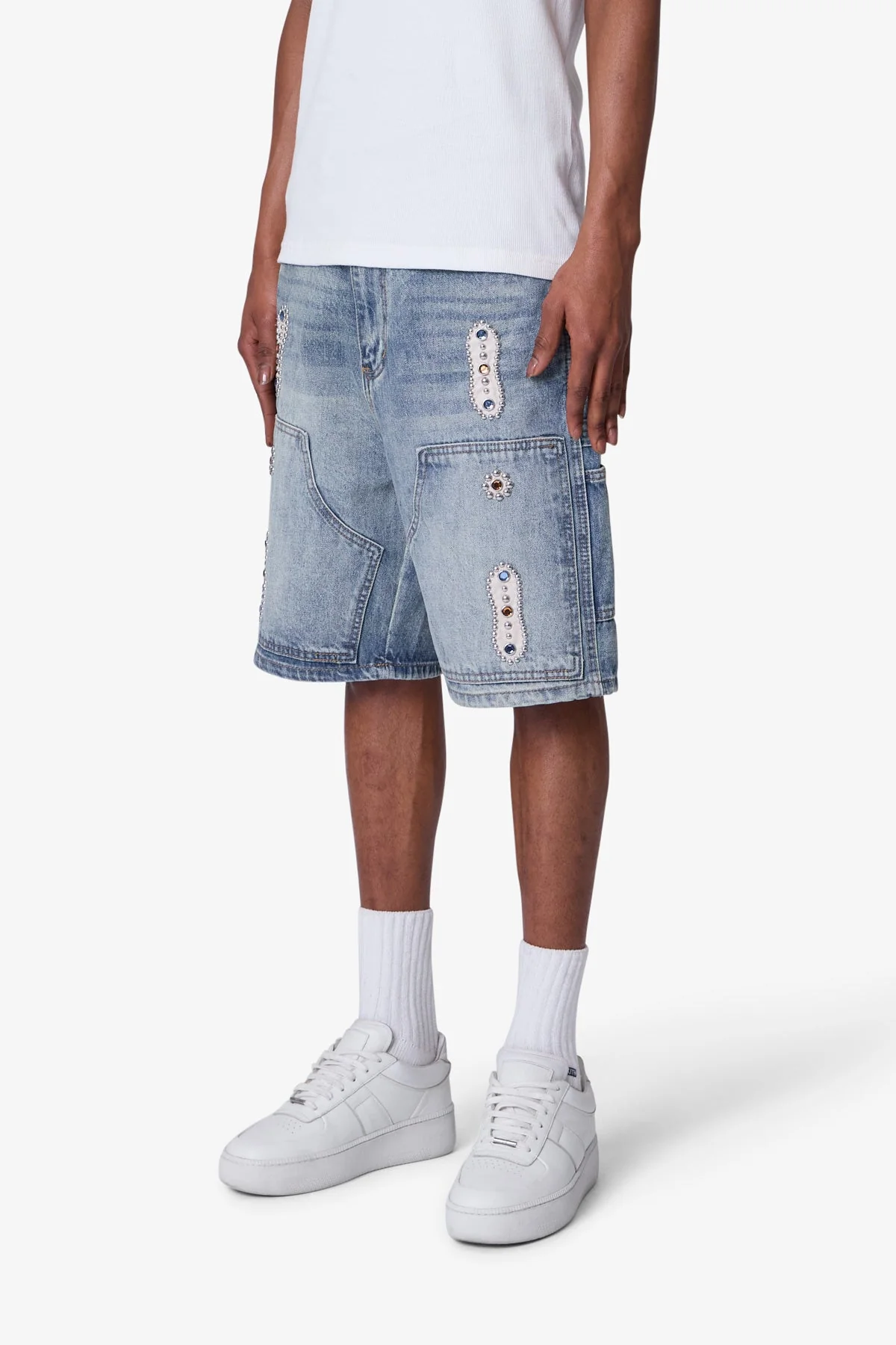 Western Jewel Denim Shorts - Blue